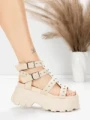 Sandale Dama cu Platforma 56WL31 BEIGE | MEI