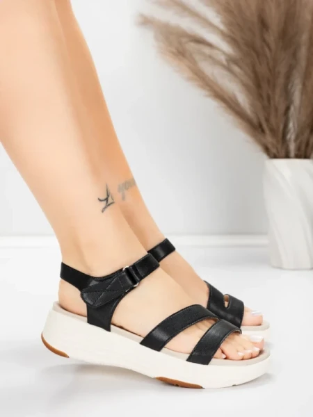 Sandały damskie ze skóry naturalnej 032 Czarny | Advancer