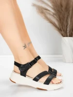 Sandały damskie ze skóry naturalnej 032 Czarny | Advancer