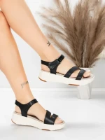 Sandały damskie ze skóry naturalnej 032 Czarny | Advancer