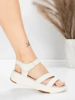 Sandały damskie ze skóry naturalnej 032 Kremowy | Advancer