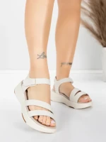 Sandały damskie ze skóry naturalnej 032 Kremowy | Advancer