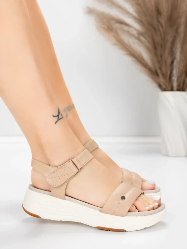 Sandały damskie ze skóry naturalnej 036 Brzoskwiniowy | Advancer