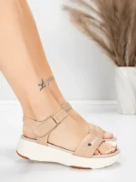 Sandały damskie ze skóry naturalnej 036 Brzoskwiniowy | Advancer