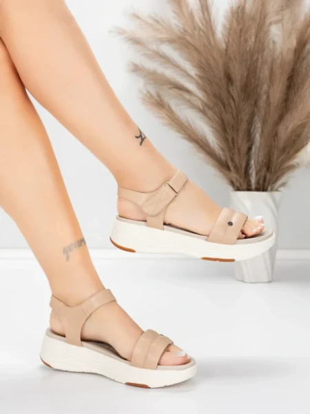 Sandały damskie ze skóry naturalnej 036 Brzoskwiniowy | Advancer