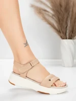 Sandały damskie ze skóry naturalnej 036 Brzoskwiniowy | Advancer