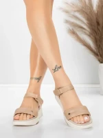 Sandały damskie ze skóry naturalnej 036 Brzoskwiniowy | Advancer