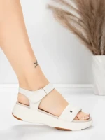 Sandały damskie ze skóry naturalnej 036 Kremowy | Advancer