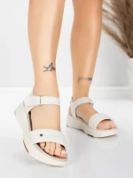 Sandały damskie ze skóry naturalnej 036 Kremowy | Advancer