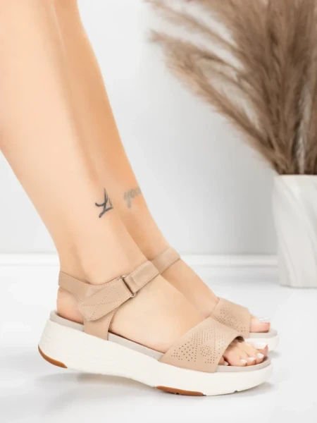 Sandały damskie ze skóry naturalnej 037 Brzoskwiniowy | Advancer