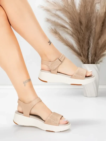 Sandały damskie ze skóry naturalnej 037 Brzoskwiniowy | Advancer