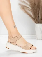 Sandały damskie ze skóry naturalnej 037 Brzoskwiniowy | Advancer