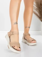 Sandały damskie ze skóry naturalnej 037 Brzoskwiniowy | Advancer