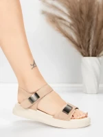 Sandały damskie ze skóry naturalnej 1028 Brzoskwiniowy | Advancer