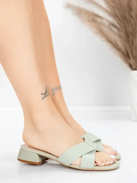 Sandały damskie ze skóry naturalnej 103 Zielony | Advancer