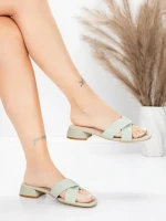 Sandały damskie ze skóry naturalnej 103 Zielony | Advancer