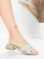 Sandały damskie ze skóry naturalnej 103 Zielony | Advancer