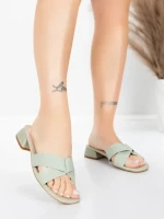 Sandały damskie ze skóry naturalnej 103 Zielony | Advancer