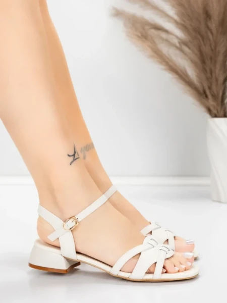 Sandały damskie ze skóry naturalnej 105 Kremowy | Advancer