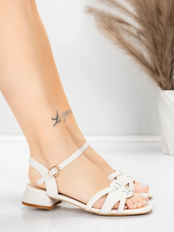 Sandały damskie ze skóry naturalnej 105 Kremowy | Advancer