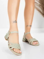Sandały damskie ze skóry naturalnej 105 Zielony | Advancer