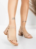 Sandały damskie ze skóry naturalnej 22396 Brzoskwiniowy | Advancer