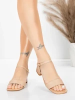 Sandały damskie ze skóry naturalnej 22396 Brzoskwiniowy | Advancer