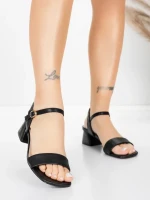 Sandały damskie ze skóry naturalnej 22396 Czarny | Advancer