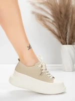 Damskie buty sportowe wykonane ze skóry naturalnej 227802 Brzoskwiniowy | Advancer