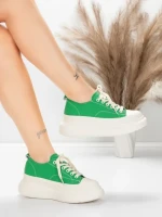 Damskie buty sportowe wykonane ze skóry naturalnej 227802 Zielony | Advancer