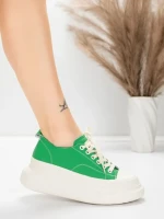 Damskie buty sportowe wykonane ze skóry naturalnej 227802 Zielony | Advancer