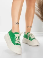 Damskie buty sportowe wykonane ze skóry naturalnej 227802 Zielony | Advancer