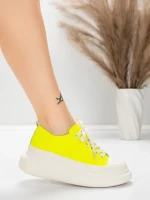 Damskie buty sportowe wykonane ze skóry naturalnej 227802 Cytrynowo-żółty | Advancer