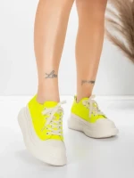 Damskie buty sportowe wykonane ze skóry naturalnej 227802 Cytrynowo-żółty | Advancer