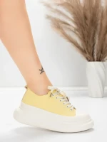 Damskie buty sportowe wykonane ze skóry naturalnej 227802 Jasnożółty | Advancer