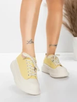 Damskie buty sportowe wykonane ze skóry naturalnej 227802 Jasnożółty | Advancer