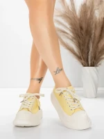 Damskie buty sportowe wykonane ze skóry naturalnej 227802 Jasnożółty | Advancer