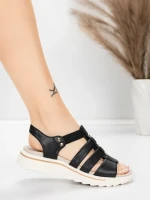 Sandały damskie ze skóry naturalnej 3FR035 Czarny | Advancer