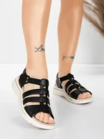 Sandały damskie ze skóry naturalnej 3FR035 Czarny | Advancer