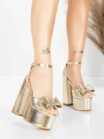 Sandały na grubej podeszwie i platformie 3KV52 Złoty | Mei