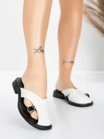 Kapcie damskie z niską podeszwą 5GS63 Biały | Mei