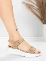 Sandały na platformie 5GS68 Brzoskwiniowy | Mei