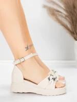 Sandały na platformie 5H75 Beżowy | Mei