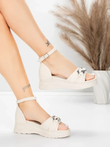 Sandały na platformie 5H75 Beżowy | Mei