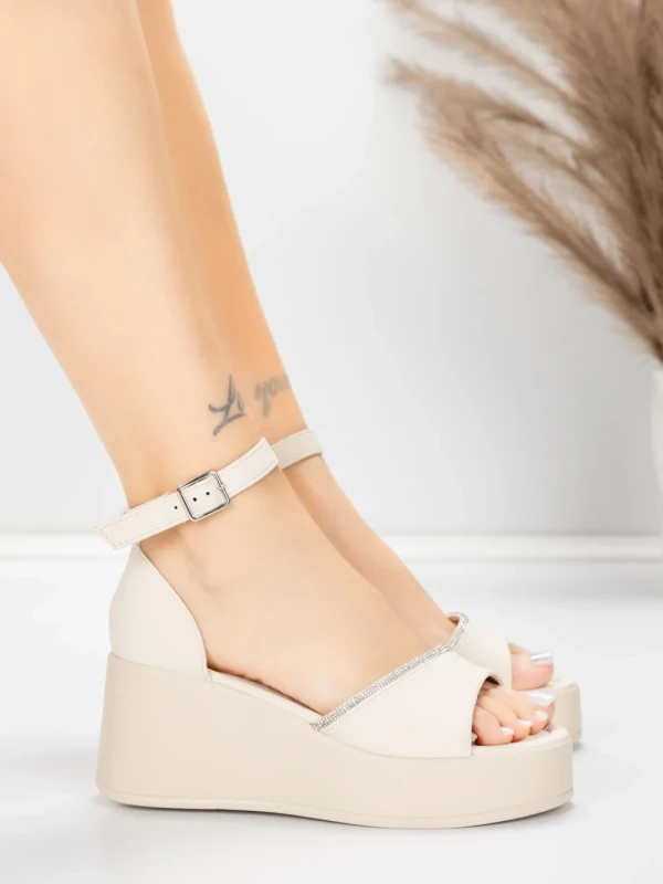 Sandały na platformie 5H76 Beżowy | Mei