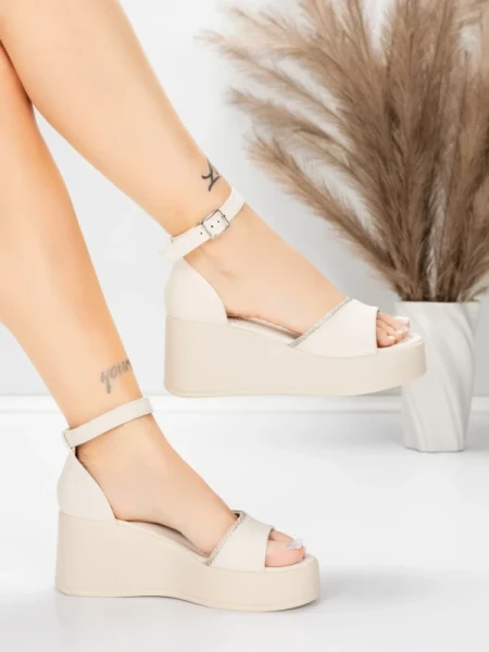 Sandały na platformie 5H76 Beżowy | Mei