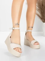 Sandały na platformie 5H76 Beżowy | Mei