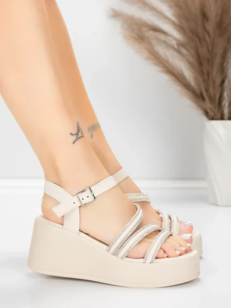 Sandały na platformie 5H78 Beżowy | Mei
