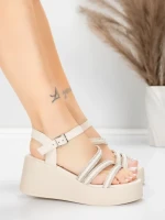 Sandały na platformie 5H78 Beżowy | Mei