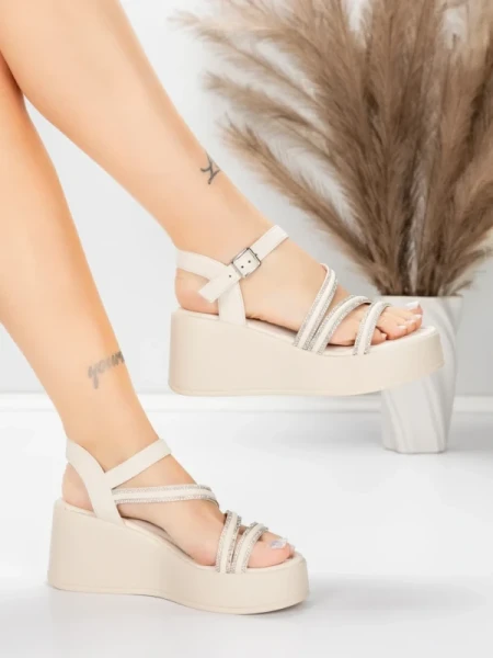 Sandały na platformie 5H78 Beżowy | Mei